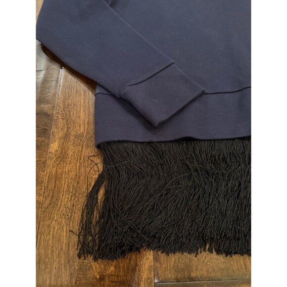 J. Crew Sweatshirt with Fringe Hem Navy Blue size XS NWT - Picture 5 of 7